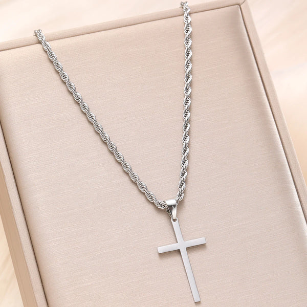 New Stainless Steel Cross Pendant Necklace for Men Women Minimalist Gold Color Jewelry Male Female Necklaces Chokers Gifts 2025