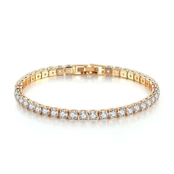 Luxury Hiphop Iced Out  4mm Cubic Zirconia Crystal Tennis Bracelets For Women Men Gold Color Silver Color Bracelet Chain Jewelry