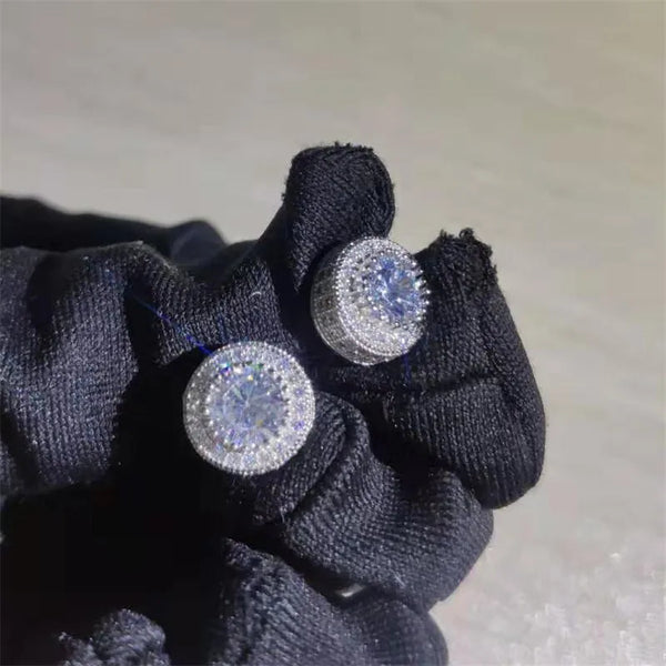Luxury Female White Stone Stud Earrings Gold Silver Color Zircon Stone Charm Crystal Wedding Jewelry For Women